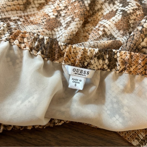 Guess Tan and Cream Snake Print Y2K Blouse - Picture 4 of 10